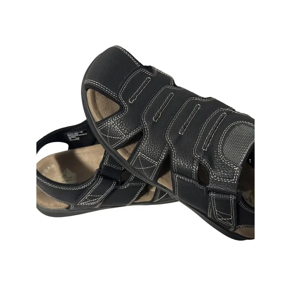 Men's Dockers SeaRose Black Memory Foam Fusion Footbed Fisherman Sandals Sz 11
